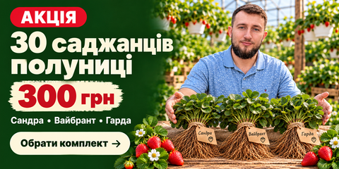 Акція: 30 саджанців полуниці за 300 грн — Сандра, Вайбрант, Гарда